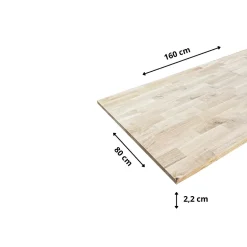 Wood&Sens Plateau de Table Chêne Massif Abouté, L.160 cm x l.80 cm, Ep. 22 mm