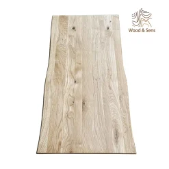 Wood&Sens Plateau de Table Chêne Rustique Pré-huilé Bord Naturel, L.120 cm x l.60 cm, Ep.27 mm