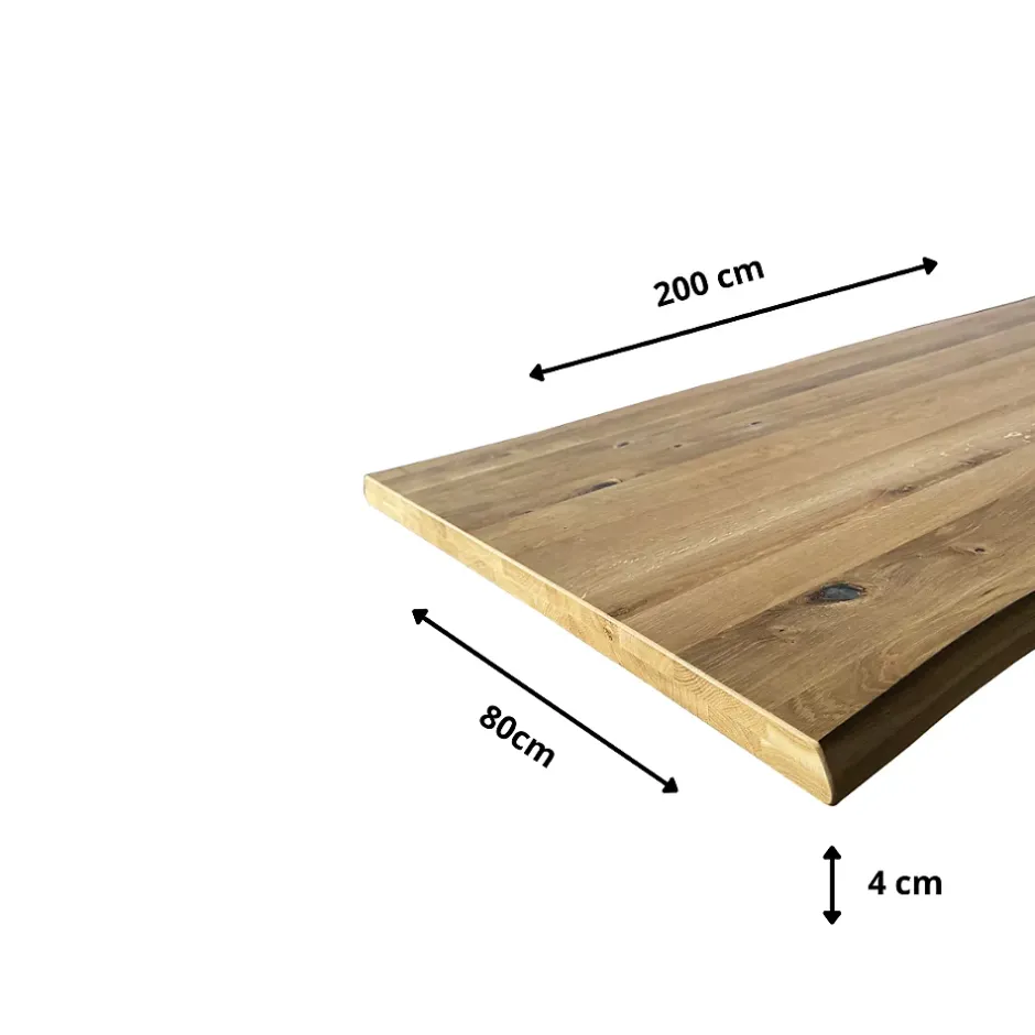 Plateau de table pleines lames Chêne Rustique bord naturel flacheux L.200 X l.80 cm, Ep.40 mm-Wood&Sens Discount