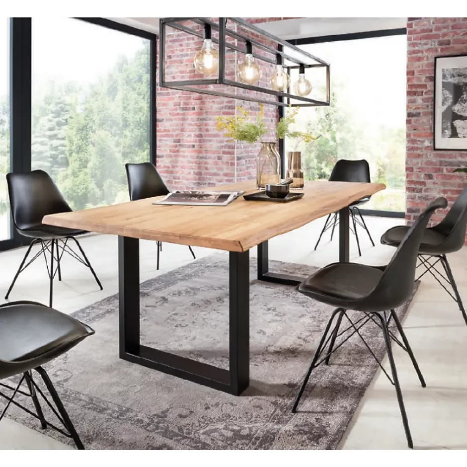 Plateau de table pleines lames Chêne Rustique bord naturel flacheux L.200 X l.80 cm, Ep.40 mm-Wood&Sens Discount