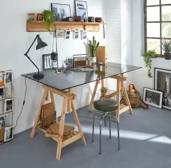 Plateau en verre gris fumé trempé transparent L. 200 cm x l. 100 cm