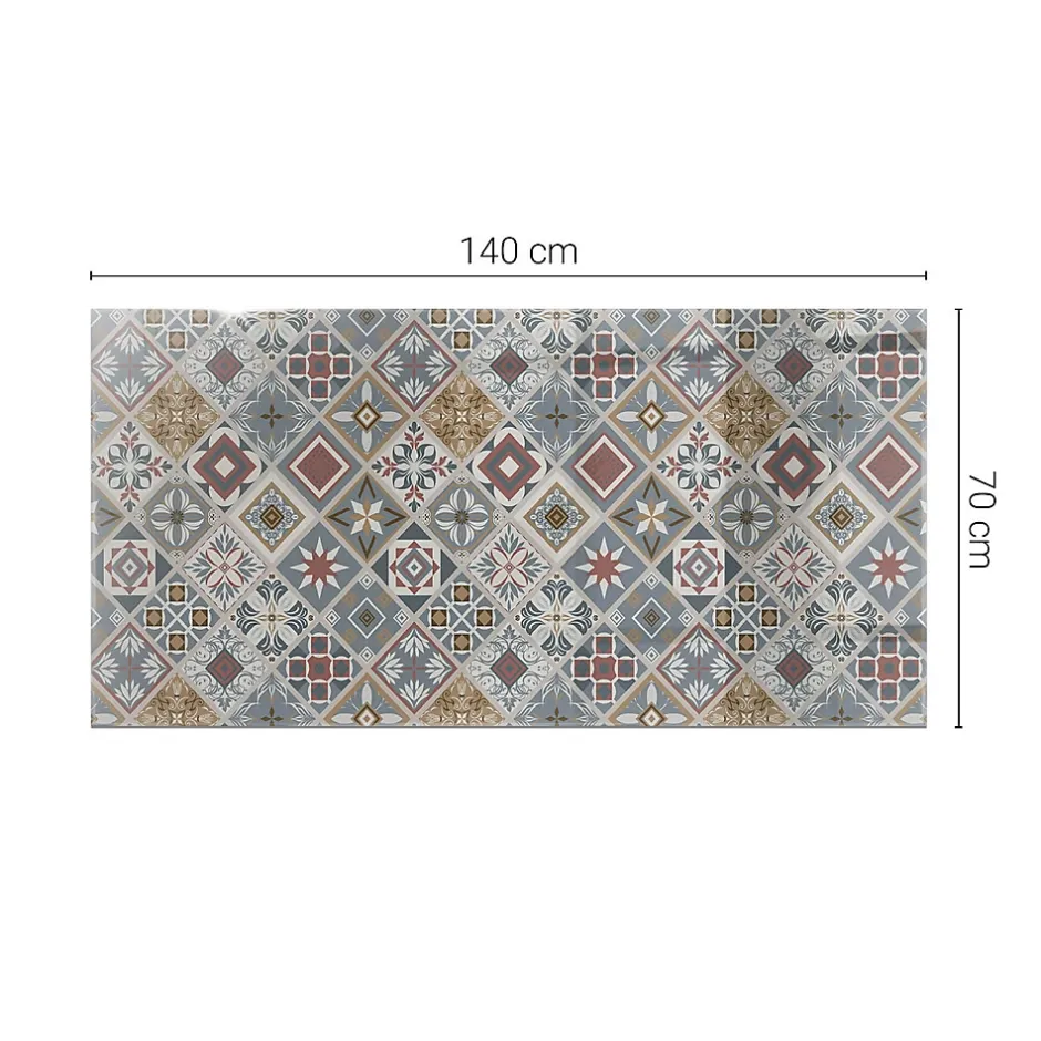 Tulup Plateau en verre trempé 140x70 cm Motif mosaïque avec ornements