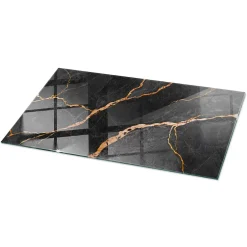 Plateau en verre trempé 140x70 cm Motif marbré avec veines-Tulup Discount