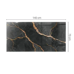 Plateau en verre trempé 140x70 cm Motif marbré avec veines-Tulup Discount