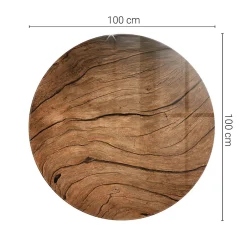 Plateau en verre trempé fi100 cm Motif bois-Tulup Discount
