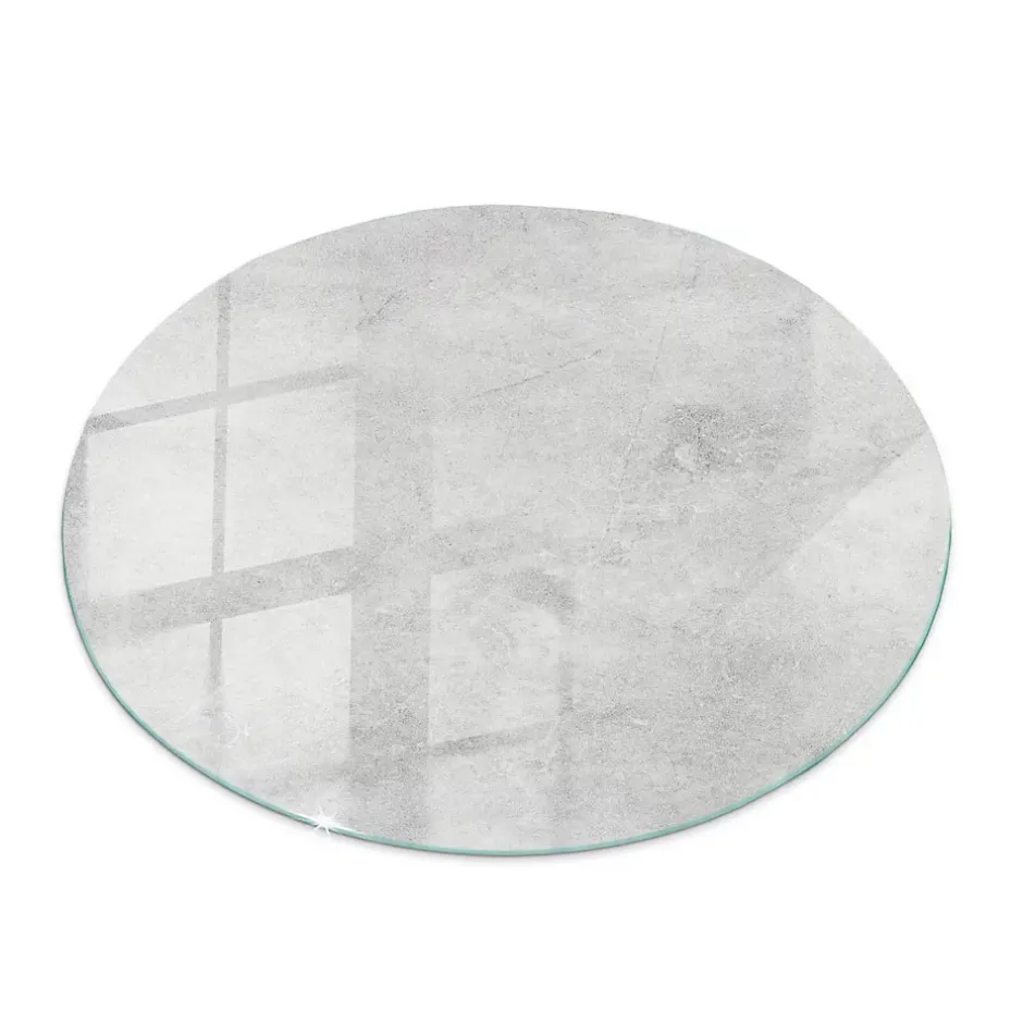 Plateau en verre trempé fi50 cm Texture de béton avec fissures-Tulup Hot