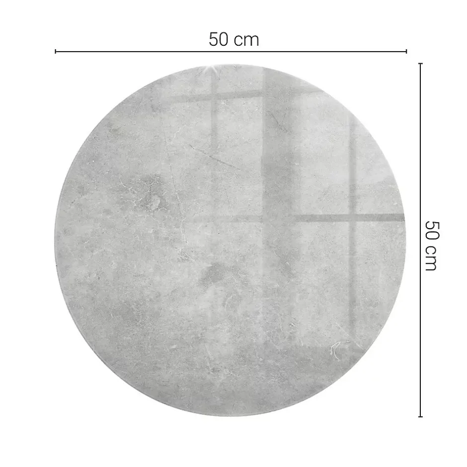 Plateau en verre trempé fi50 cm Texture de béton avec fissures-Tulup Hot