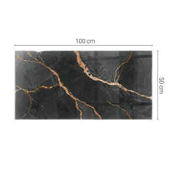 Tulup Plateau en verre trempé 100x50 cm Motif marbré avec veines