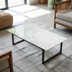 Tulup Plateau en verre trempé 120x60 cm Couleur blanche lisse