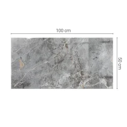 Tulup Plateau en verre trempé 100x50 cm Motif naturel de marbre