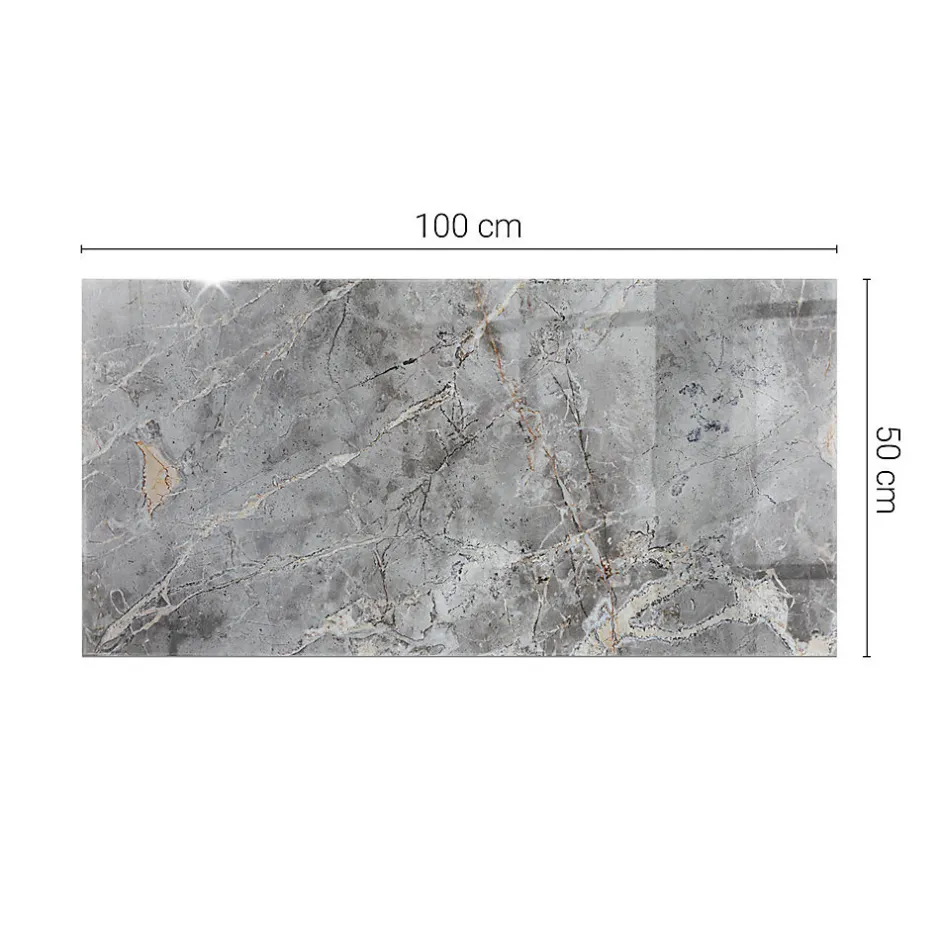 Tulup Plateau en verre trempé 100x50 cm Motif naturel de marbre