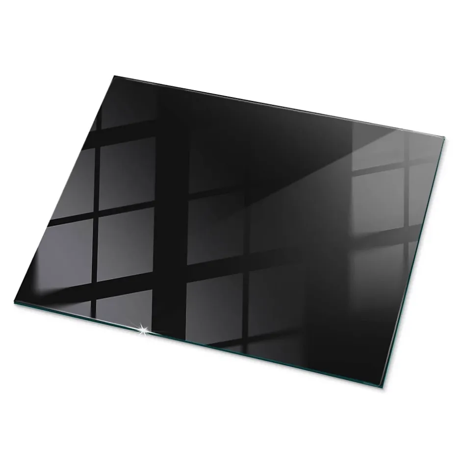 Tulup Plateau en verre trempé 80x60 cm Couleur noire lisse