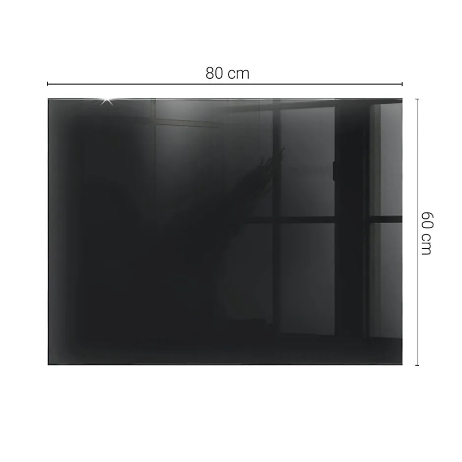 Tulup Plateau en verre trempé 80x60 cm Couleur noire lisse