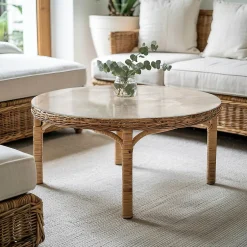 Plateau en verre trempé fi70 cm Motif texturé de marbre-Tulup