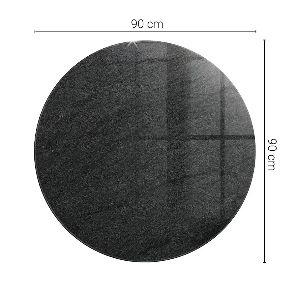 Plateau en verre trempé fi90 cm Texture de pierre naturelle-Tulup Outlet