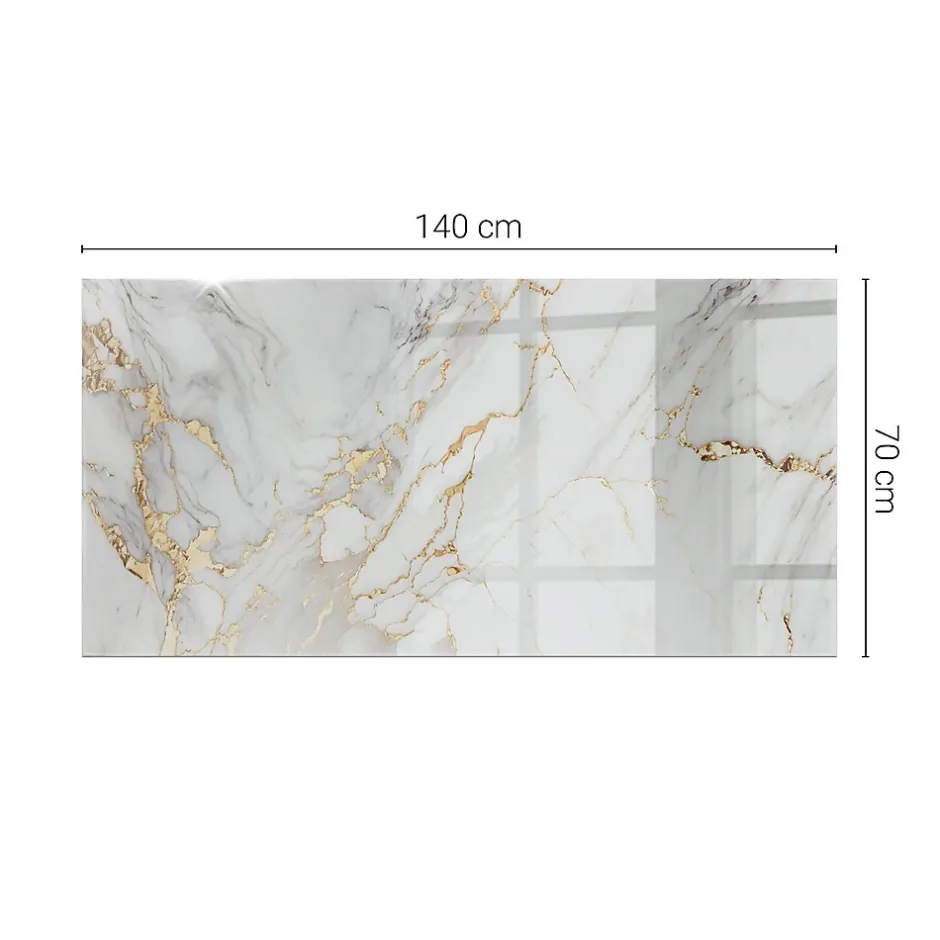 Plateau en verre trempé 140x70 cm Marbre élégant avec veines-Tulup Hot