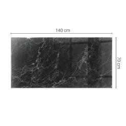 Tulup Plateau en verre trempé 140x70 cm Motif de marbre veiné