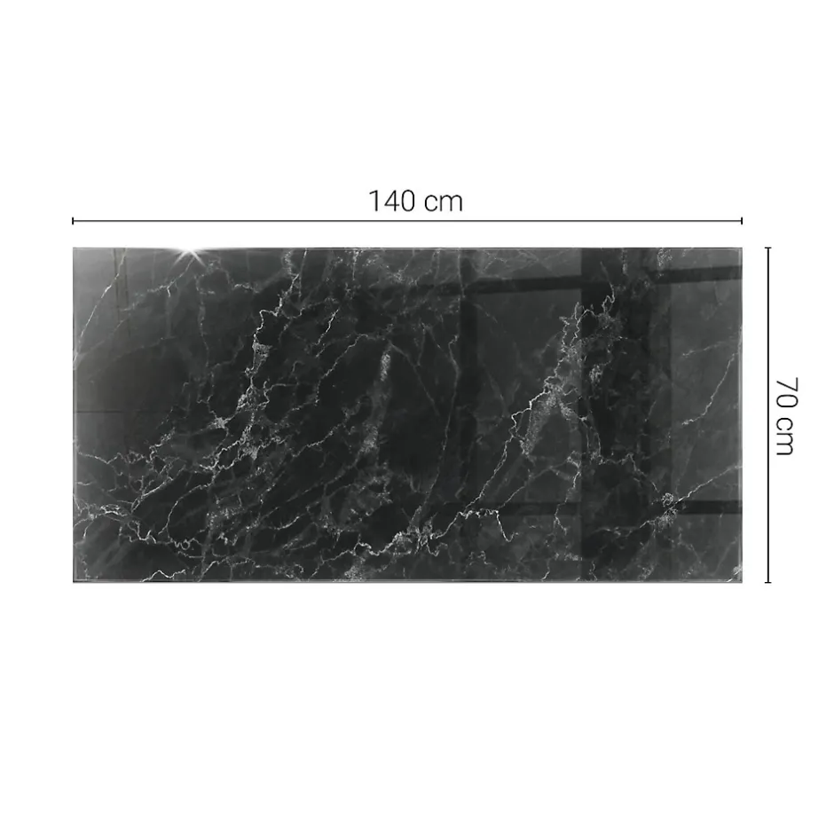 Tulup Plateau en verre trempé 140x70 cm Motif de marbre veiné