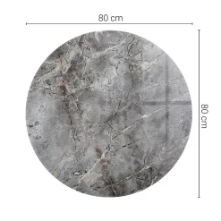 Plateau en verre trempé fi80 cm Motif naturel de marbre-Tulup Best
