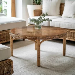 Tulup Plateau en verre trempé fi60 cm Motif bois