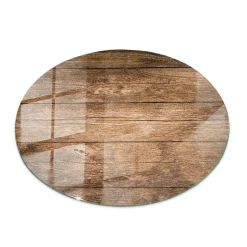 Plateau en verre trempé fi70 cm Structure de planches en bois-Tulup Hot