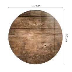 Plateau en verre trempé fi70 cm Structure de planches en bois-Tulup Hot