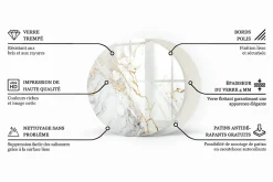 Plateau en verre trempé fi60 cm Couleur blanche lisse-Tulup Clearance