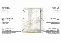 Plateau en verre trempé 80x60 cm Marbre élégant avec veines-Tulup Hot