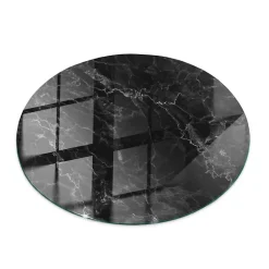 Tulup Plateau en verre trempé fi70 cm Motif de marbre veiné