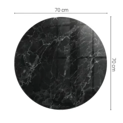 Tulup Plateau en verre trempé fi70 cm Motif de marbre veiné