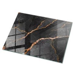 Tulup Plateau en verre trempé 80x60 cm Motif marbré avec veines