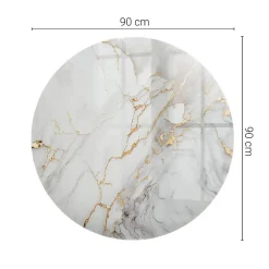 Tulup Plateau en verre trempé fi90 cm Marbre élégant avec veines