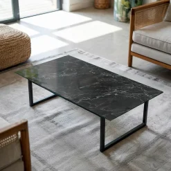 Plateau en verre trempé 100x50 cm Motif de marbre veiné-Tulup Discount