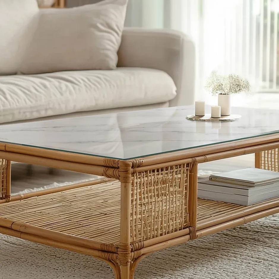 Plateau en verre trempé 140x70 cm Motif de surface en marbre-Tulup