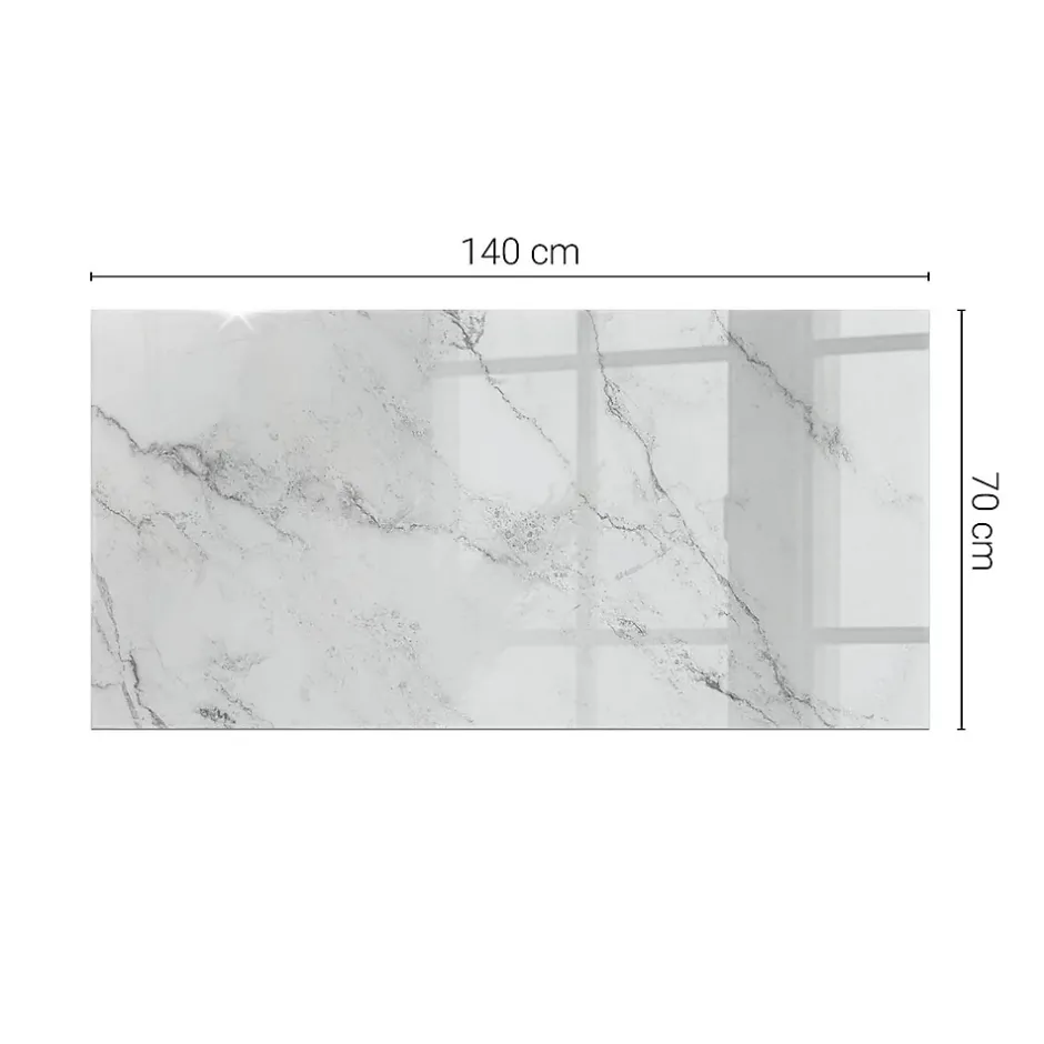 Plateau en verre trempé 140x70 cm Motif de surface en marbre-Tulup