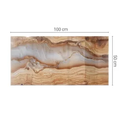 Tulup Plateau en verre trempé 100x50 cm Bois naturel avec résine