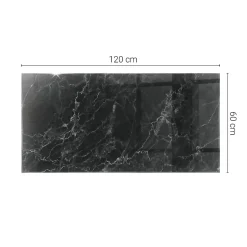 Tulup Plateau en verre trempé 120x60 cm Motif de marbre veiné