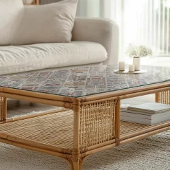 Tulup Plateau en verre trempé 120x60 cm Motif mosaïque avec ornements