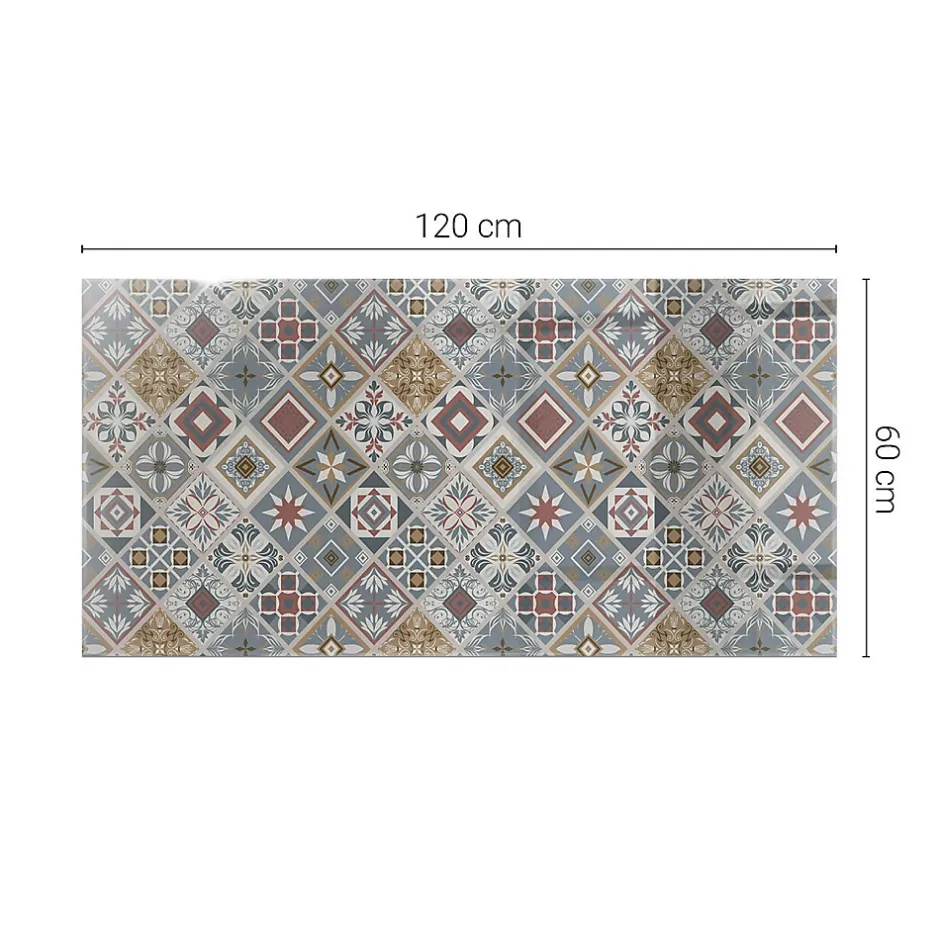 Tulup Plateau en verre trempé 120x60 cm Motif mosaïque avec ornements