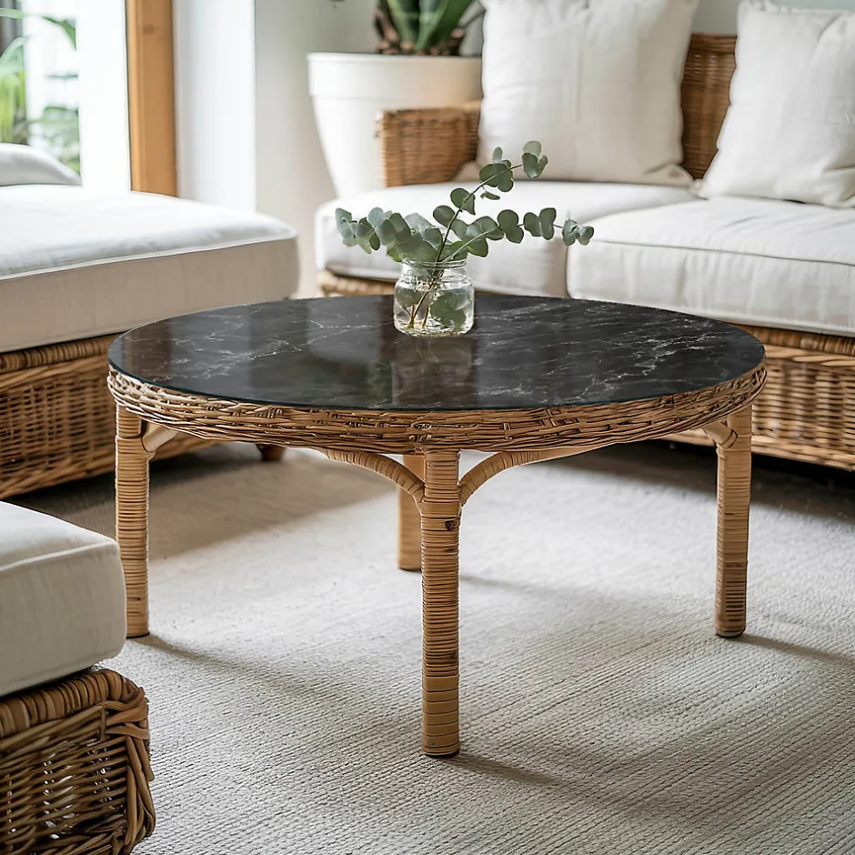 Tulup Plateau en verre trempé fi100 cm Motif de marbre veiné