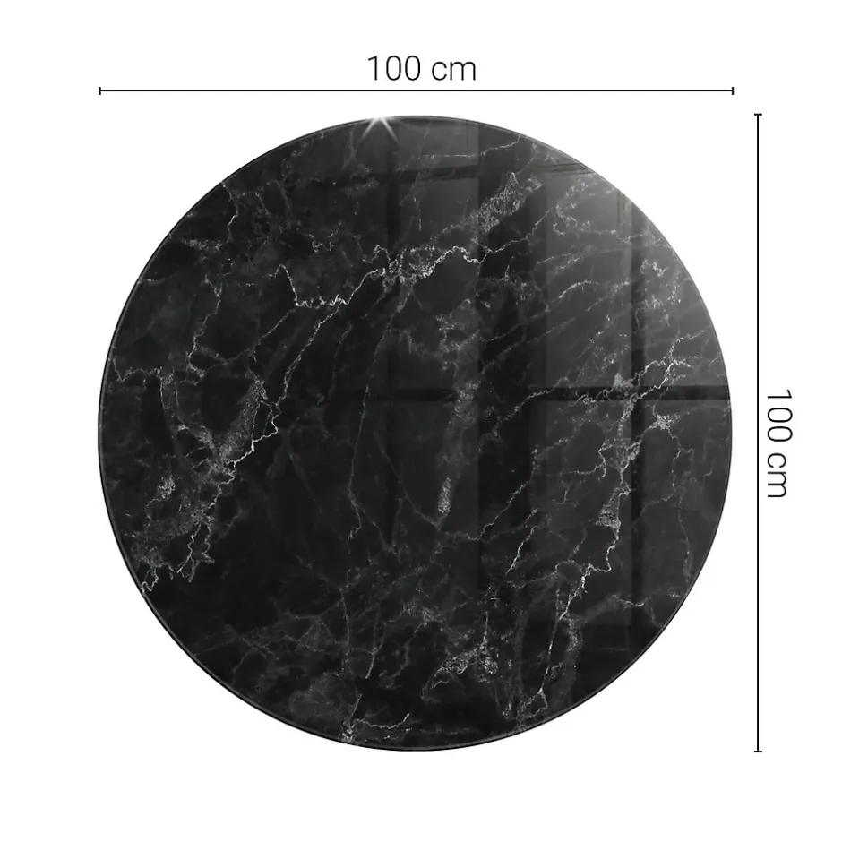 Tulup Plateau en verre trempé fi100 cm Motif de marbre veiné