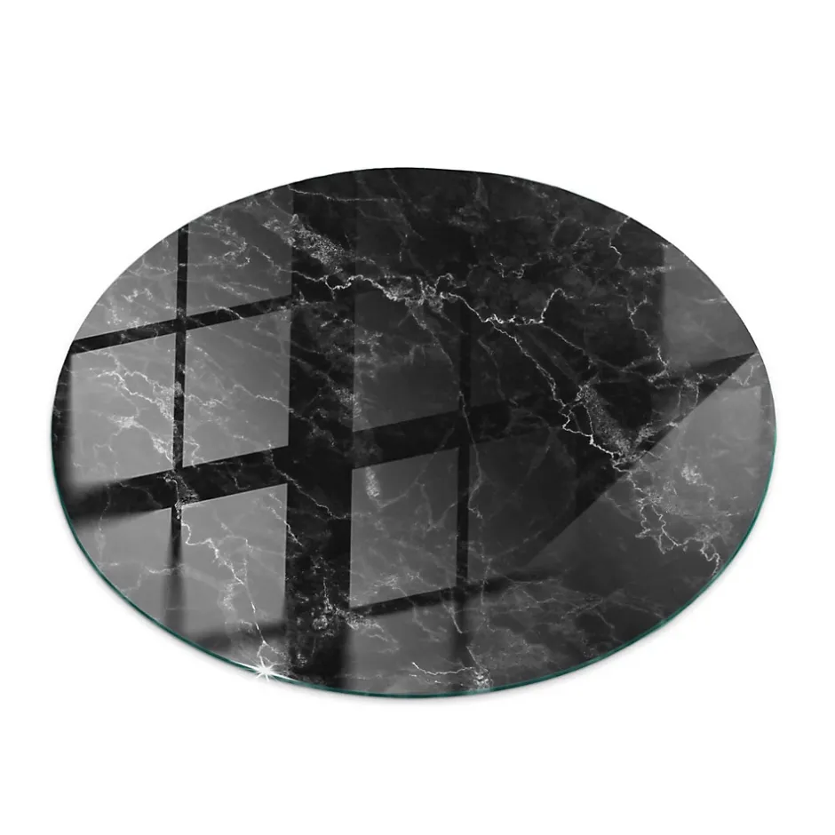 Plateau en verre trempé fi50 cm Motif de marbre veiné-Tulup Hot