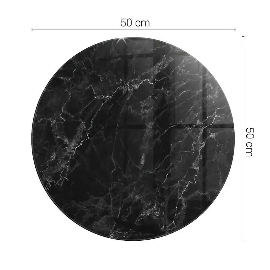 Plateau en verre trempé fi50 cm Motif de marbre veiné-Tulup Hot