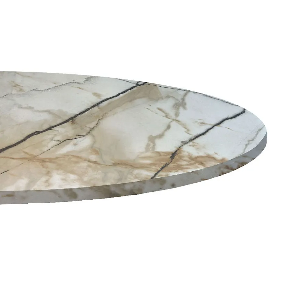 Restootab Plateau rond 120cm decor marbre calcuta -