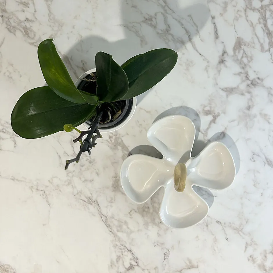 Plateau rond 120cm decor marbre olympo chants laiton --Restootab New