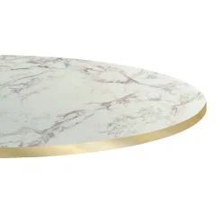 Plateau rond 90cm decor marbre olympo chants laiton --Restootab Sale