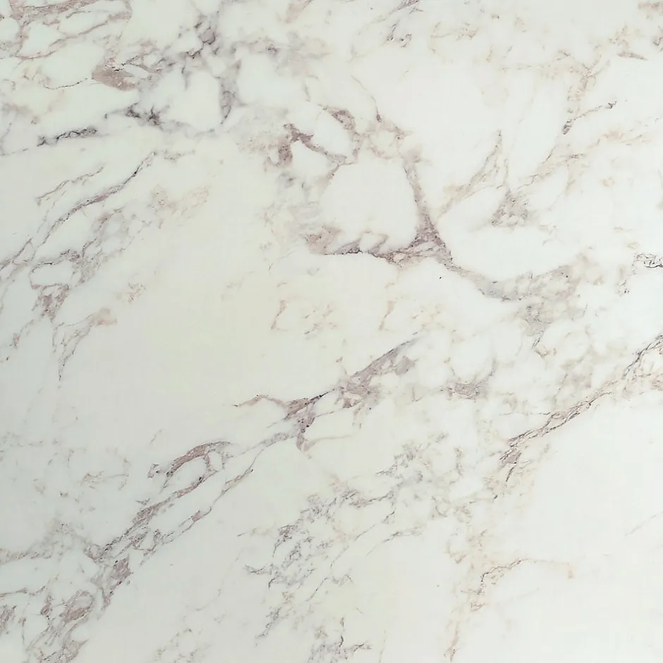 Plateau rond 90cm decor marbre olympo chants laiton --Restootab Sale