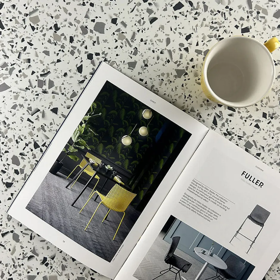 Plateau rond 80cm decor terrazzo white chip --Restootab Clearance