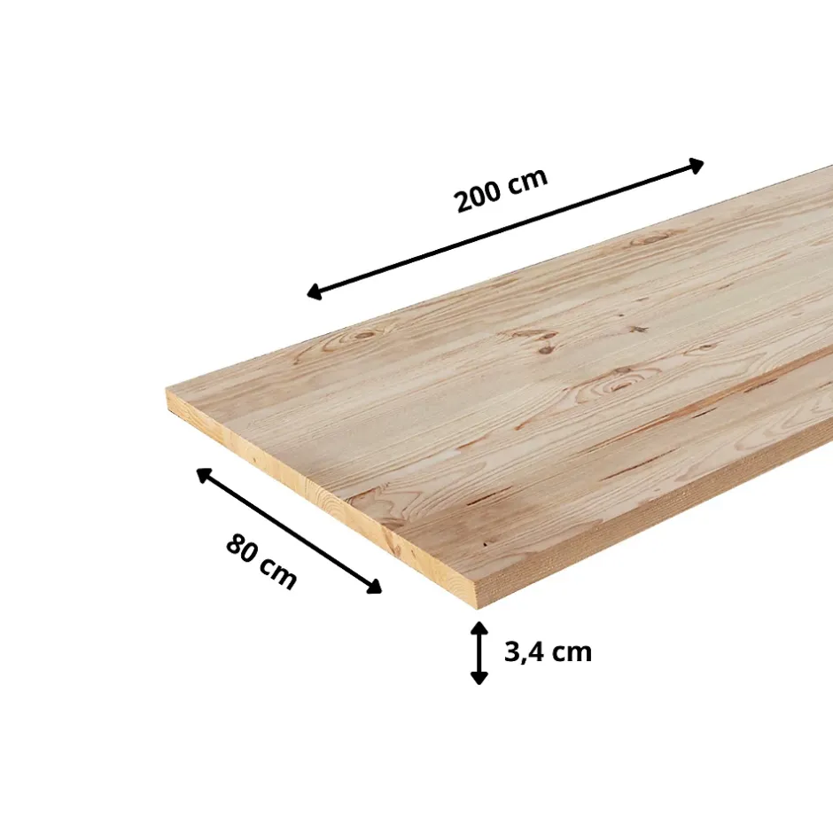 Plateau table bois massif Pin Rustique L.200 X l.80 cm, Ep.34 mm-Wood&Sens Sale