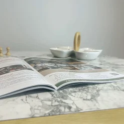 Plateau 140x70 decor bianca luna chants laiton --Restootab Discount